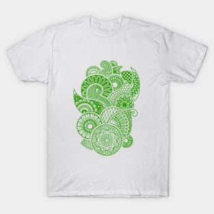 Abstract Mandala design (dark green on white) T-Shirt